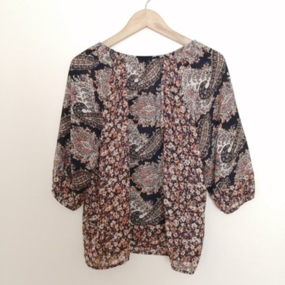 Notations Black and Pink Printed Pattern ¾ Sleeve Blouse - Picture 7 of 9